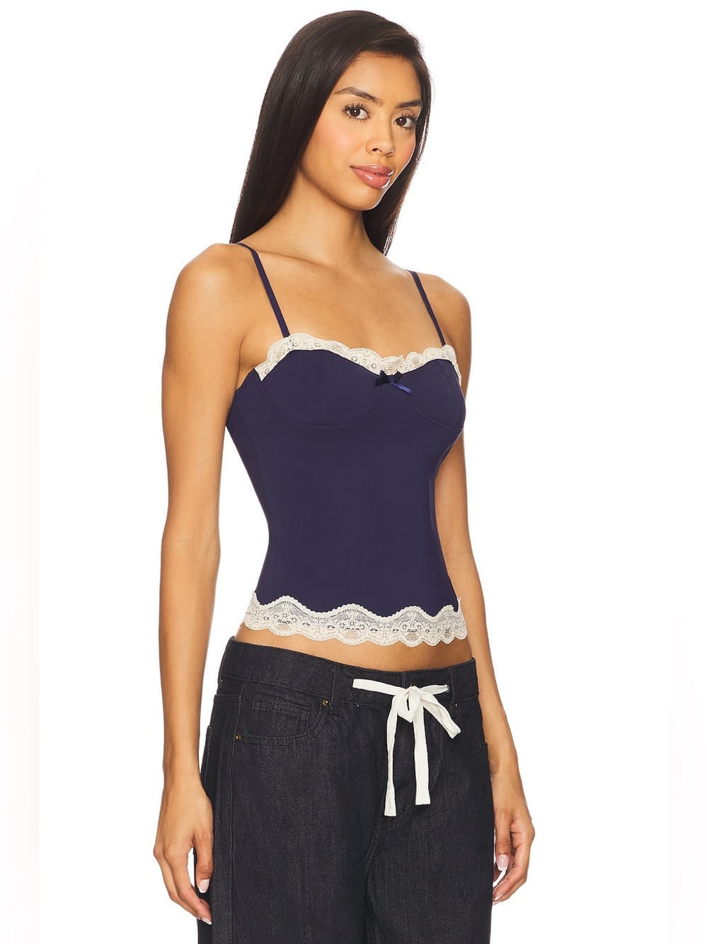 Lioness Navy Blue Lace-Trim Camisole - Picture 2 of 13